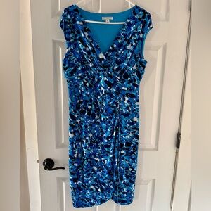 London Style Blue and Black Patterned Midi Dress